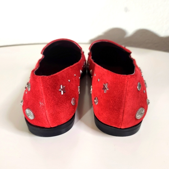 BCBGGeneration Nikkola Red Leather Embellished Flats - Picture 3 of 13